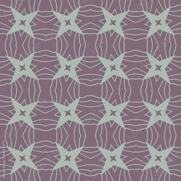 Fototapeta light seamless pattern of four-pointed stars on a lilac background