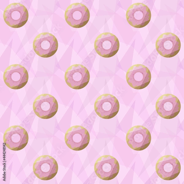 Obraz Pink seamless pattern with donuts. Abstract.