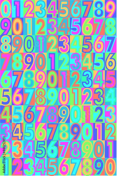 Fototapeta number pattern, number, alphabet, letters, abstract, colorful, ABC, letter, pattern, school, design