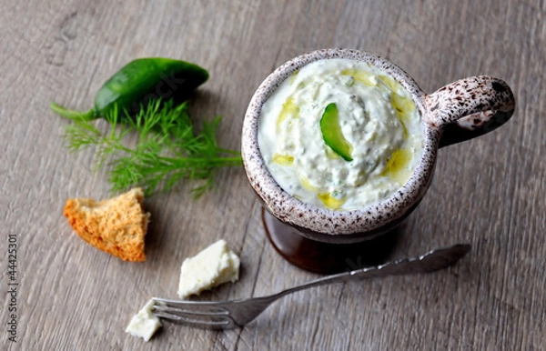 Obraz Cucumber and yogurt dip