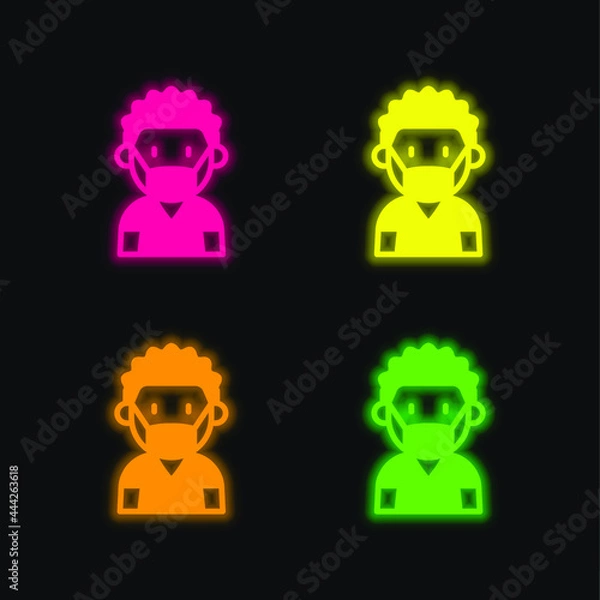Fototapeta Boy four color glowing neon vector icon