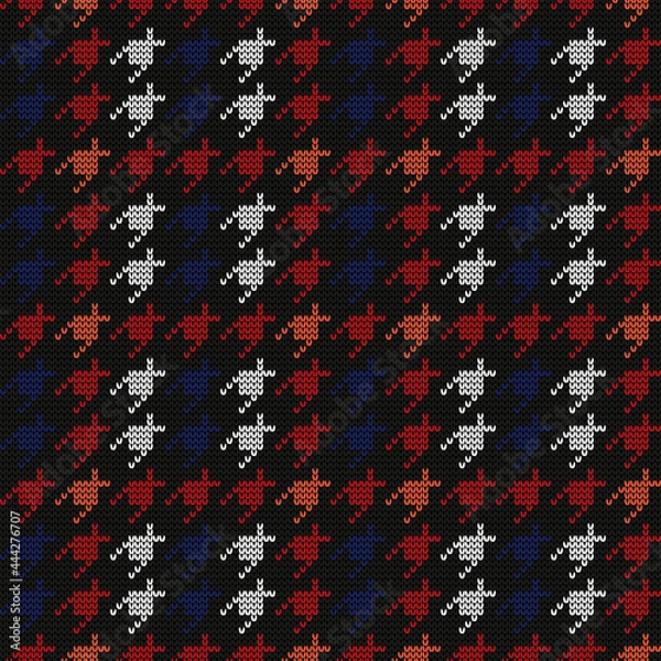 Fototapeta Knitted seamless goose foot pattern. Colorful design. Vector illustration.