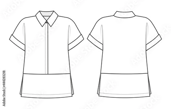 Obraz Fashion technical drawing of oversized shirt