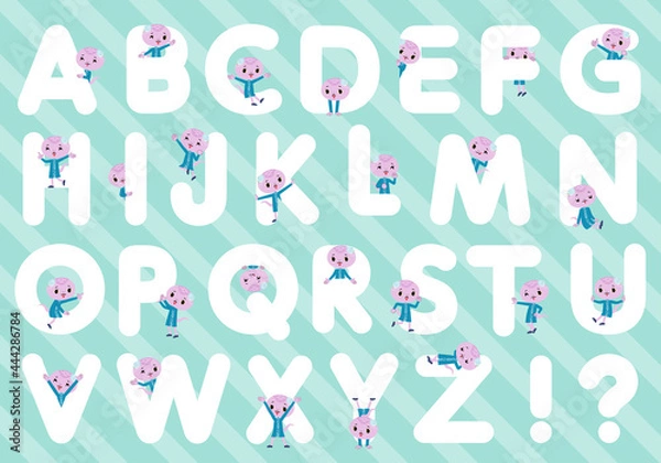 Fototapeta アルファベットと合わせてデザインされたヘビの女の子のセット