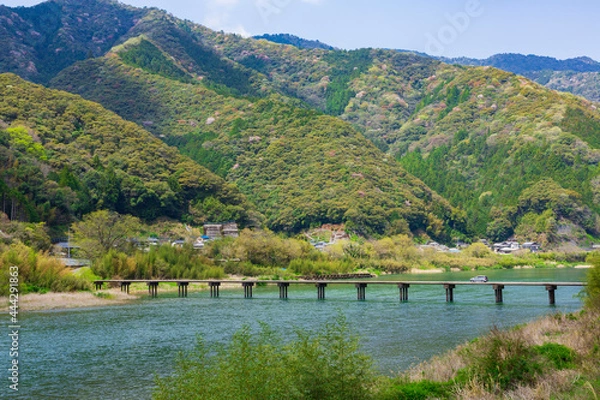 Fototapeta 【高知県】仁淀川 名越屋沈下橋