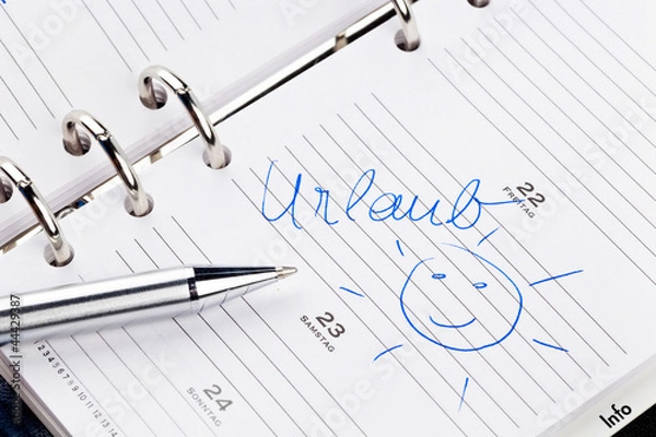 Fototapeta Wpis w kalendarzu: wakacje