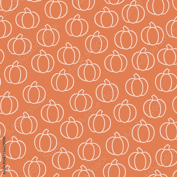 Fototapeta Fall Orange Pumpkins Texture Seamless Pattern Background