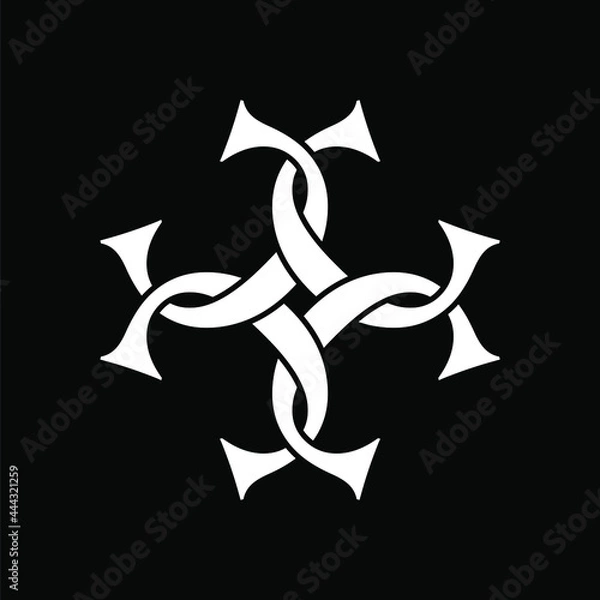 Obraz Initial letter C, C4 or 4C logo template with vintage sacred chain link illustration in flat design monogram symbol