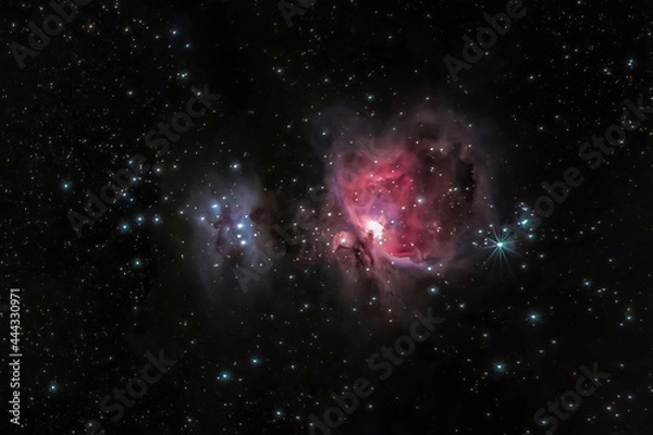 Fototapeta Great Orion Nebula M42 with Galaxy, Open Cluster, stars and space dust in the universe, astrophotography