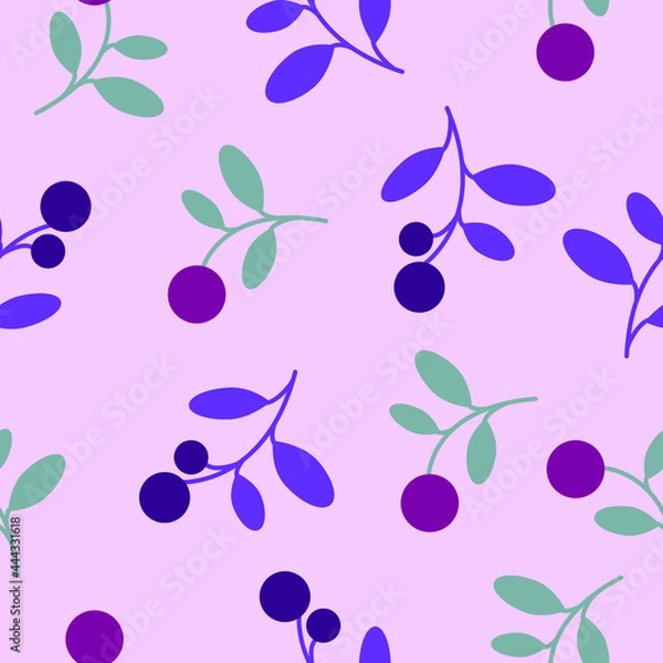 Obraz seamless pattern floral with berries. vector illustration