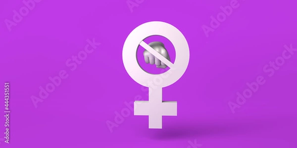 Obraz Banner with female symbol and crossed out fist. International Day for the Elimination of Violence against Women. November 25. Feminism. 3d illustration. International Women's Day. March 8.