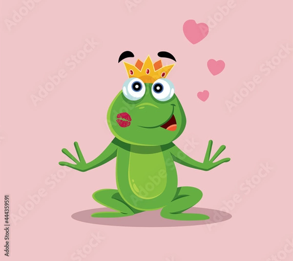 Obraz Prince Frog Receiving True Love Kiss Vector Cartoon