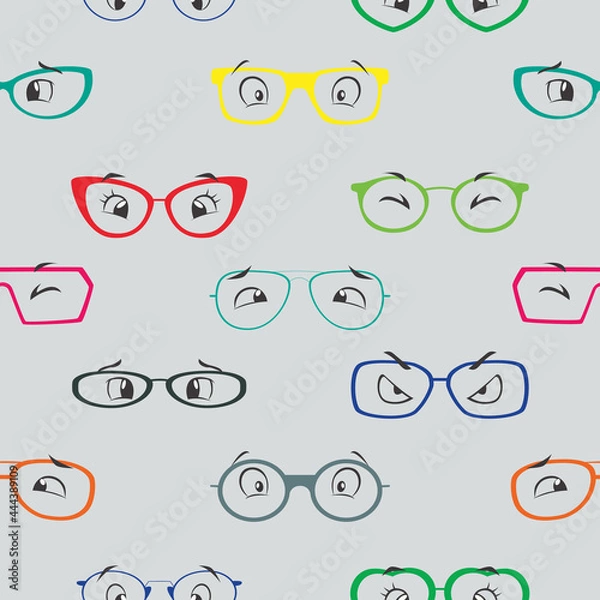 Obraz Vector colorful glasses  frames with eyes accessories stripes seamless pattern. Great for eyewear themed fabric, wallpaper, packaging.


