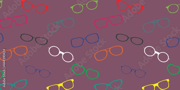 Obraz Colorful glasses seamless pattern background. Great for eyewear themed fabric, wallpaper, packaging.

