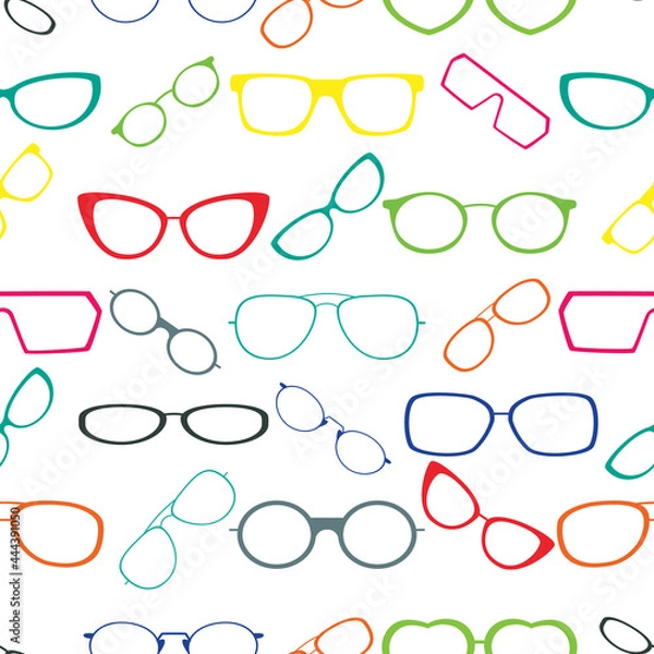 Obraz Colorful glasses frame seamless pattern background.  Great for eyewear themed fabric, wallpaper, packaging.

