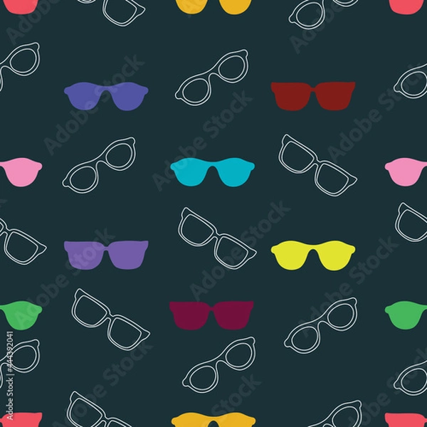 Obraz Vector colorful glasses with frame accessories stripes seamless pattern. Great for eyewear themed fabric, wallpaper, packaging.


