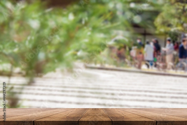 Obraz 3D rendering, wooden top table on isolate blurred background