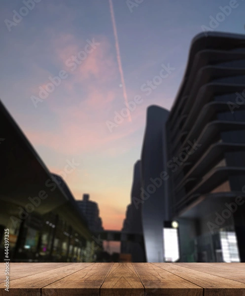 Obraz 3D rendering, wooden top table on isolate blurred background