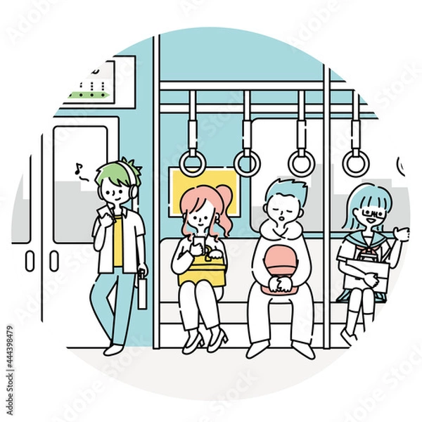 Fototapeta 電車で通勤する女性