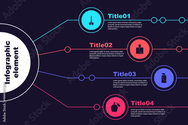 Fototapeta Set Scissors, Perfume, Cream cosmetic tube and . Business infographic template. Vector