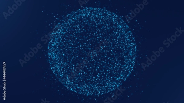 Obraz Blue particle globe particle technology background 
