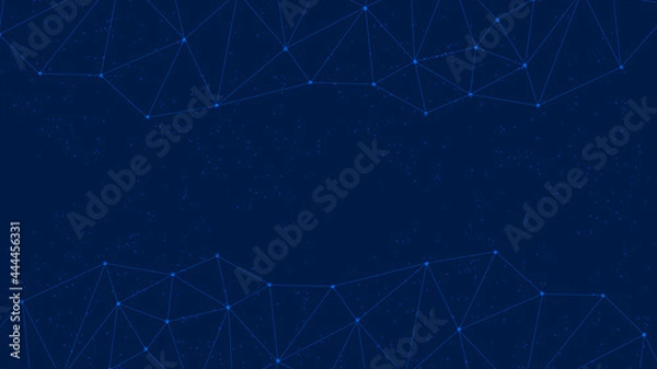Fototapeta Abstract networking and technology connected dark blue background. Modern and colorful data lap design Curve flow motion illustration, wallpaper.