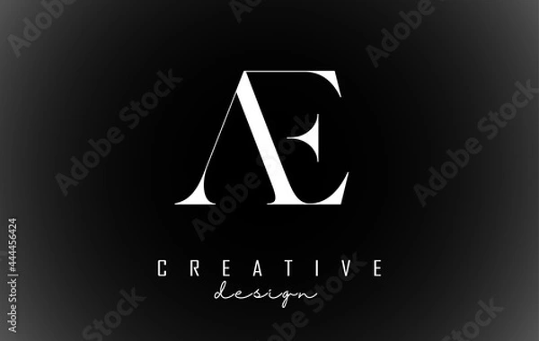 Fototapeta White AE a e letters design logotype concept with serif font and elegant style vector illustration.