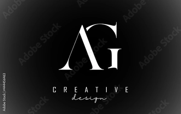 Fototapeta White AG a g letters design logotype concept with serif font and elegant style vector illustration.