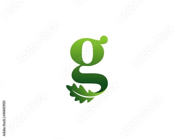 Fototapeta leaf and letter logo
