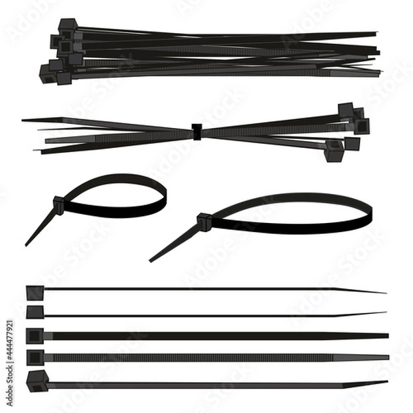 Obraz Zip Tie Zipties Cable Ties Vector Illustrations