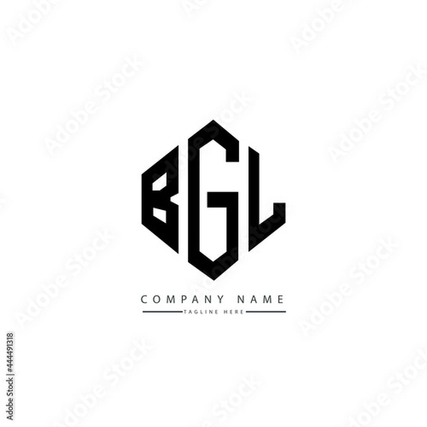 Fototapeta BGL letter logo design with polygon shape. BGL polygon logo monogram. BGL cube logo design. BGL hexagon vector logo template white and black colors. BGL monogram, BGL business and real estate logo. 