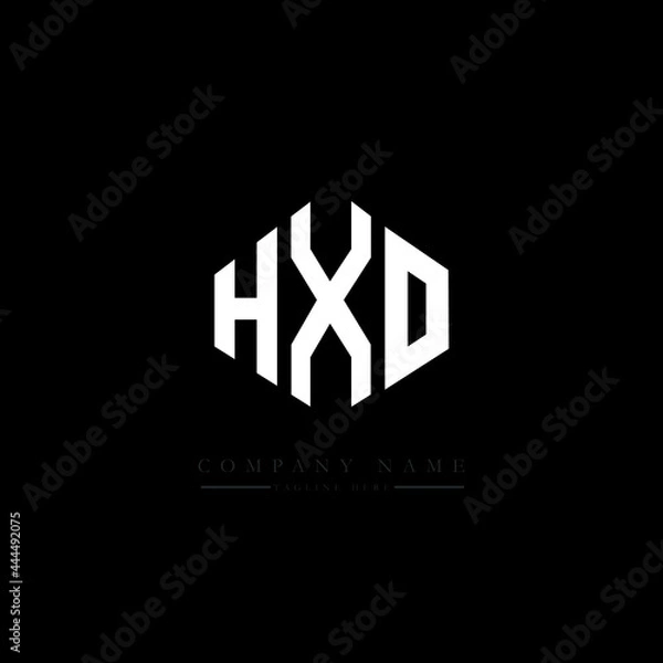 Fototapeta HXO letter logo design with polygon shape. HXO polygon logo monogram. HXO cube logo design. HXO hexagon vector logo template white and black colors. HXO monogram, HXO business and real estate logo. 