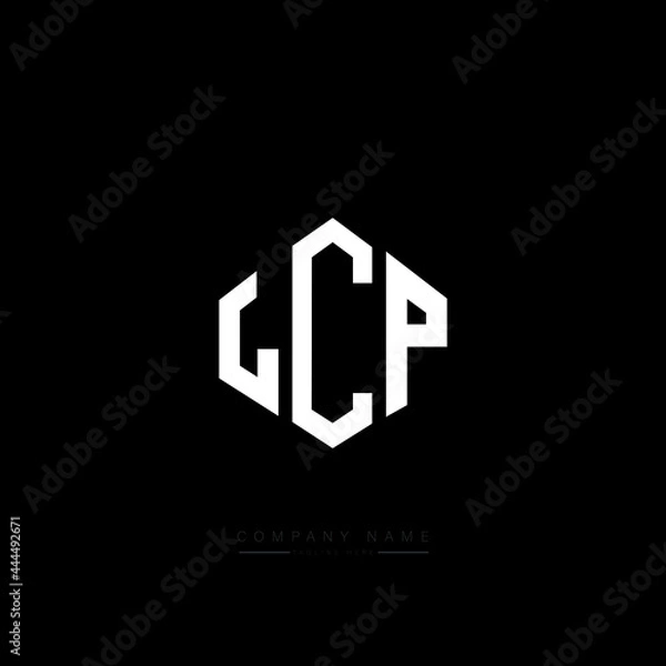 Fototapeta LCP letter logo design with polygon shape. LCP polygon logo monogram. LCP cube logo design. LCP hexagon vector logo template white and black colors. LCP monogram, LCP business and real estate logo. 