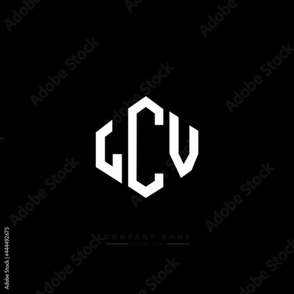 Fototapeta LCV letter logo design with polygon shape. LCV polygon logo monogram. LCV cube logo design. LCV hexagon vector logo template white and black colors. LCV monogram, LCV business and real estate logo. 