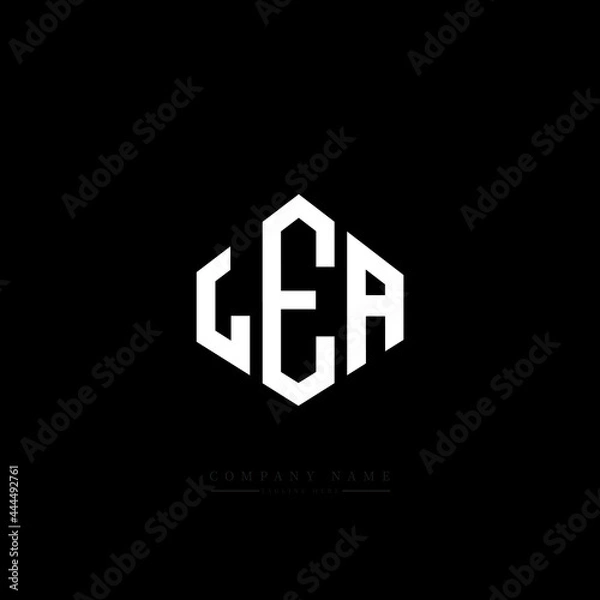 Fototapeta LEA letter logo design with polygon shape. LEA polygon logo monogram. LEA cube logo design. LEA hexagon vector logo template white and black colors. LEA monogram, LEA business and real estate logo. 