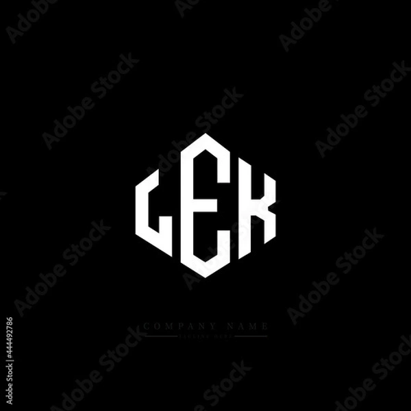 Fototapeta LEK letter logo design with polygon shape. LEK polygon logo monogram. LEK cube logo design. LEK hexagon vector logo template white and black colors. LEK monogram, LEK business and real estate logo. 