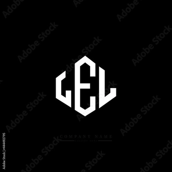 Fototapeta LEL letter logo design with polygon shape. LEL polygon logo monogram. LEL cube logo design. LEL hexagon vector logo template white and black colors. LEL monogram, LEL business and real estate logo. 