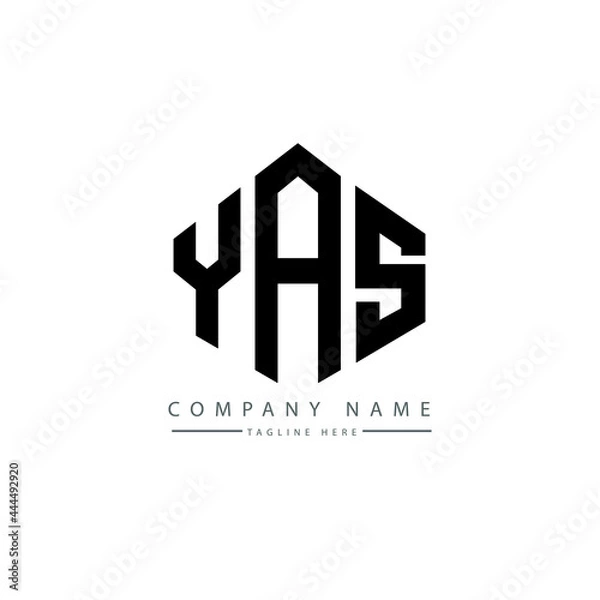 Fototapeta YAS letter logo design with polygon shape. YAS polygon logo monogram. YAS cube logo design. YAS hexagon vector logo template white and black colors. YAS monogram, YAS business and real estate logo. 