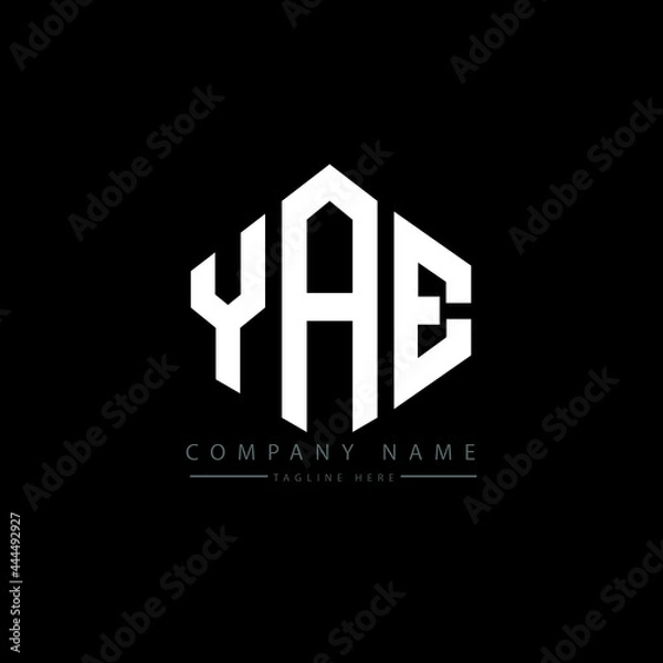 Obraz YAE letter logo design with polygon shape. YAE polygon logo monogram. YAE cube logo design. YAE hexagon vector logo template white and black colors. YAE monogram, YAE business and real estate logo. 