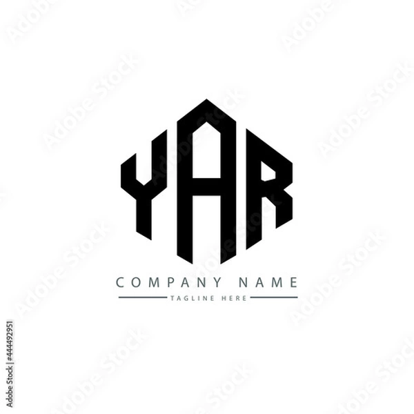 Fototapeta YAR letter logo design with polygon shape. YAR polygon logo monogram. YAR cube logo design. YAR hexagon vector logo template white and black colors. YAR monogram, YAR business and real estate logo. 