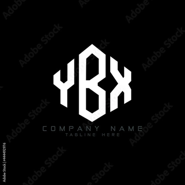 Fototapeta YBX letter logo design with polygon shape. YBX polygon logo monogram. YBX cube logo design. YBX hexagon vector logo template white and black colors. YBX monogram, YBX business and real estate logo. 