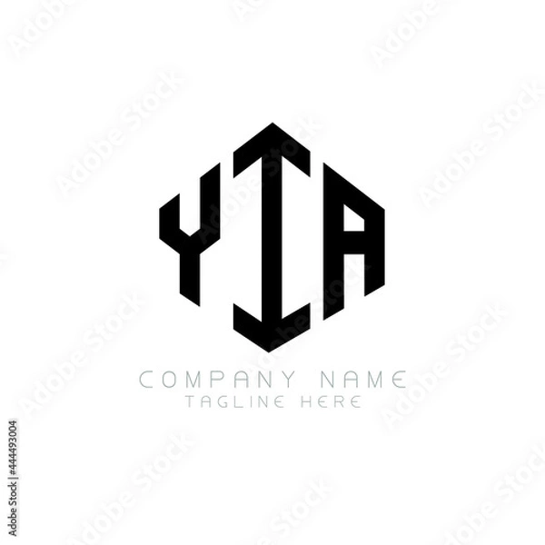 Fototapeta YIA letter logo design with polygon shape. YIA polygon logo monogram. YIA cube logo design. YIA hexagon vector logo template white and black colors. YIA monogram, YIA business and real estate logo. 