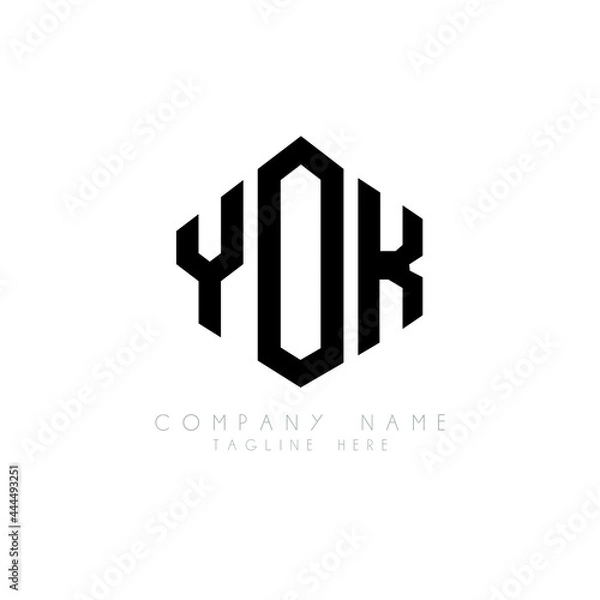 Obraz YOK letter logo design with polygon shape. YOK polygon logo monogram. YOK cube logo design. YOK hexagon vector logo template white and black colors. YOK monogram, YOK business and real estate logo. 