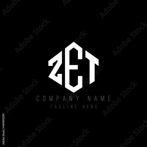 Fototapeta ZET letter logo design with polygon shape. ZET polygon logo monogram. ZET cube logo design. ZET hexagon vector logo template white and black colors. ZET monogram, ZET business and real estate logo.  