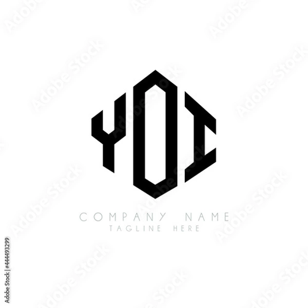 Fototapeta YOI letter logo design with polygon shape. YOI polygon logo monogram. YOI cube logo design. YOI hexagon vector logo template white and black colors. YOI monogram, YOI business and real estate logo. 