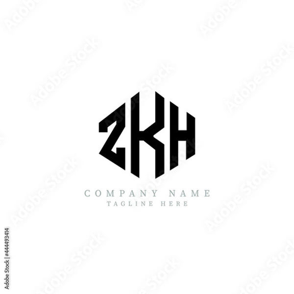 Fototapeta ZKH letter logo design with polygon shape. ZKH polygon logo monogram. ZKH cube logo design. ZKH hexagon vector logo template white and black colors. ZKH monogram, ZKH business and real estate logo. 