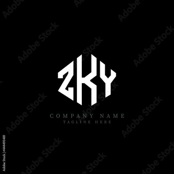 Fototapeta ZKY letter logo design with polygon shape. ZKY polygon logo monogram. ZKY cube logo design. ZKY hexagon vector logo template white and black colors. ZKY monogram, ZKY business and real estate logo. 