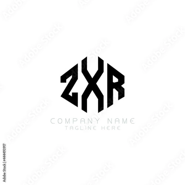 Obraz ZXR letter logo design with polygon shape. ZXR polygon logo monogram. ZXR cube logo design. ZXR hexagon vector logo template white and black colors. ZXR monogram, ZXR business and real estate logo. 