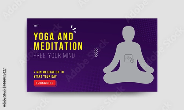 Fototapeta video thumbnail for yoga, or meditation channel and web banner template. Thumbnails for social media