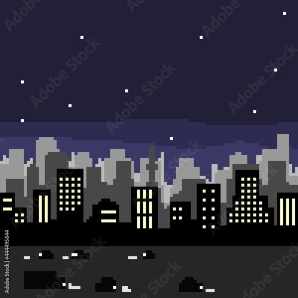 Obraz ドット絵　夜の街